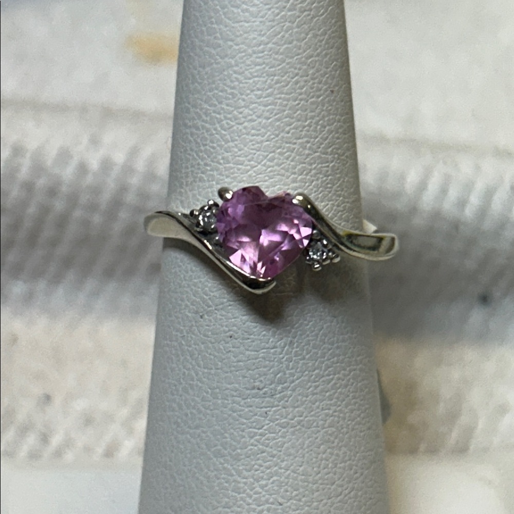 434405 10k yg Pink Sapphire and Diamond Ring